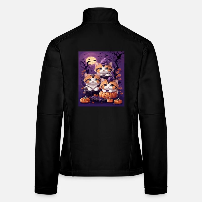 Trio de Chatons au style d'Halloween Veste en tissu softshell Femme