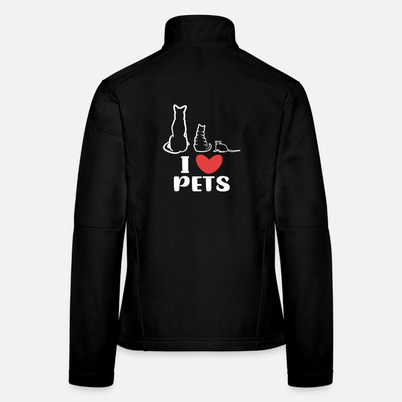 J’aime les animaux de compagnie Chien Cat Rat Déclaration Veste en tissu softshell Femme