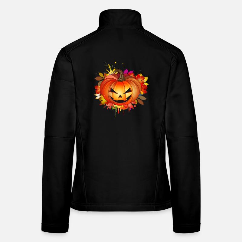 Halloween pumpkin with autumnal graffiti Women's Softshell Jacket
