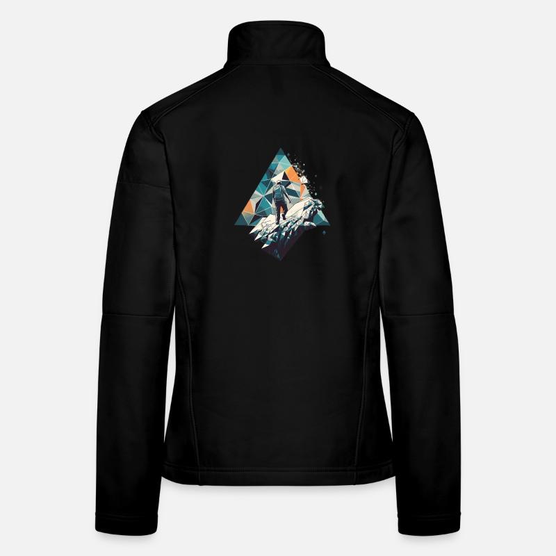 Geometrischer Bergsteiger im Polygonstil Frauen Softshelljacke