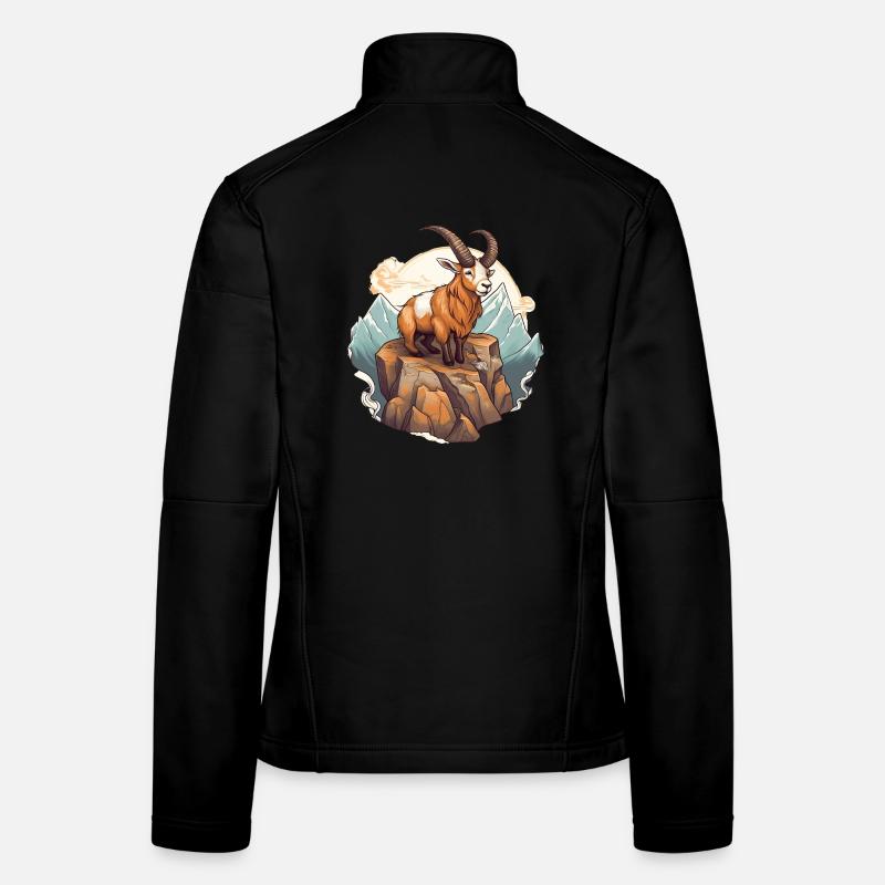 Mountain goat with horns in alpine style Women's Softshell Jacket