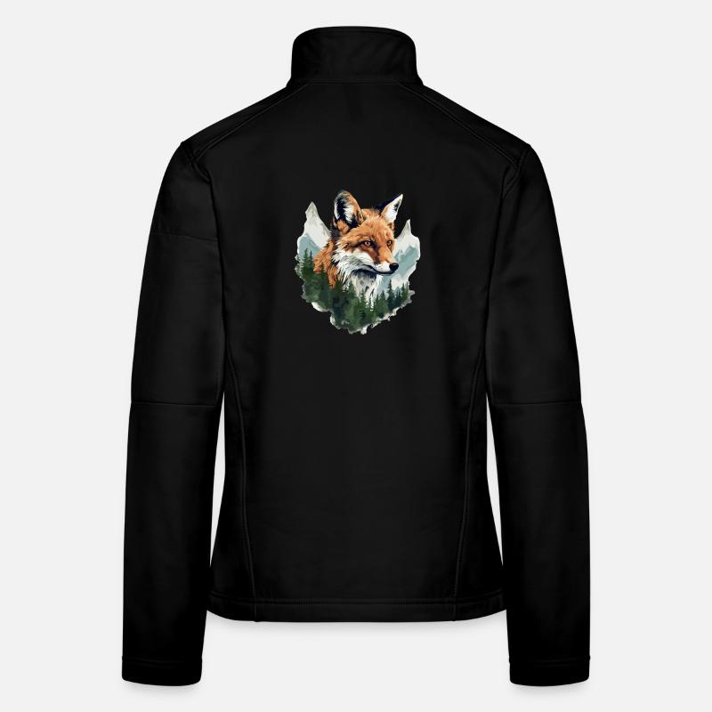 Fox, Forest, Mountains, Foxes, Nature, Trees, Animals Women's Softshell Jacket