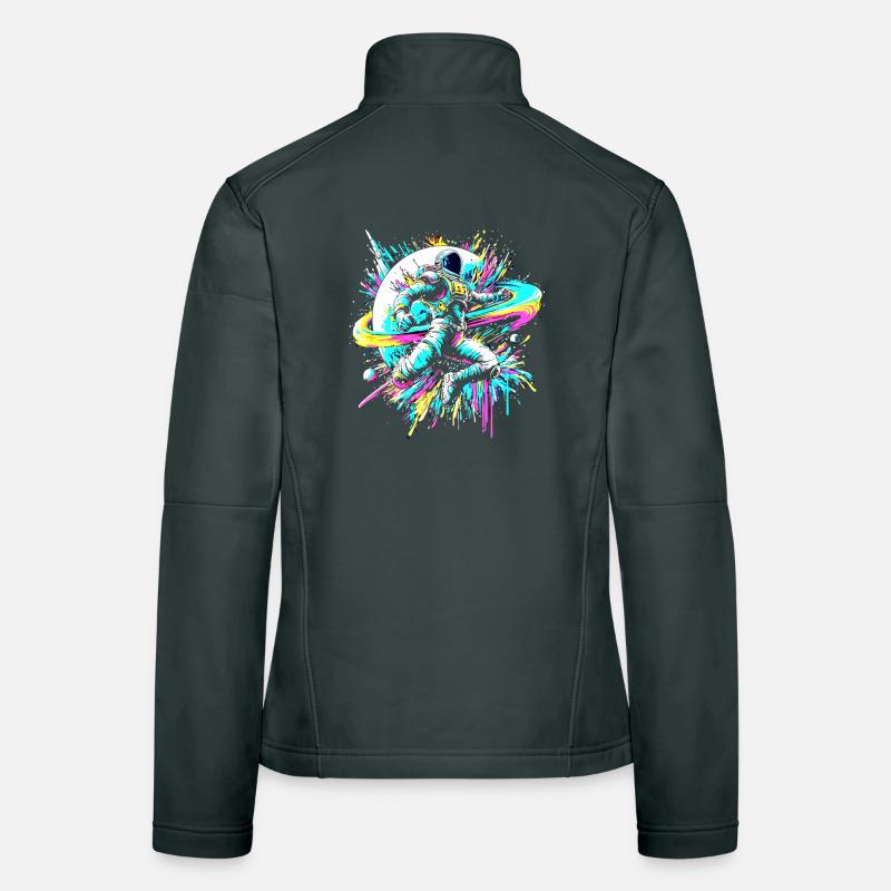 Astronaut bunte Farb Explosion Graffiti Weltraum Frauen Softshelljacke