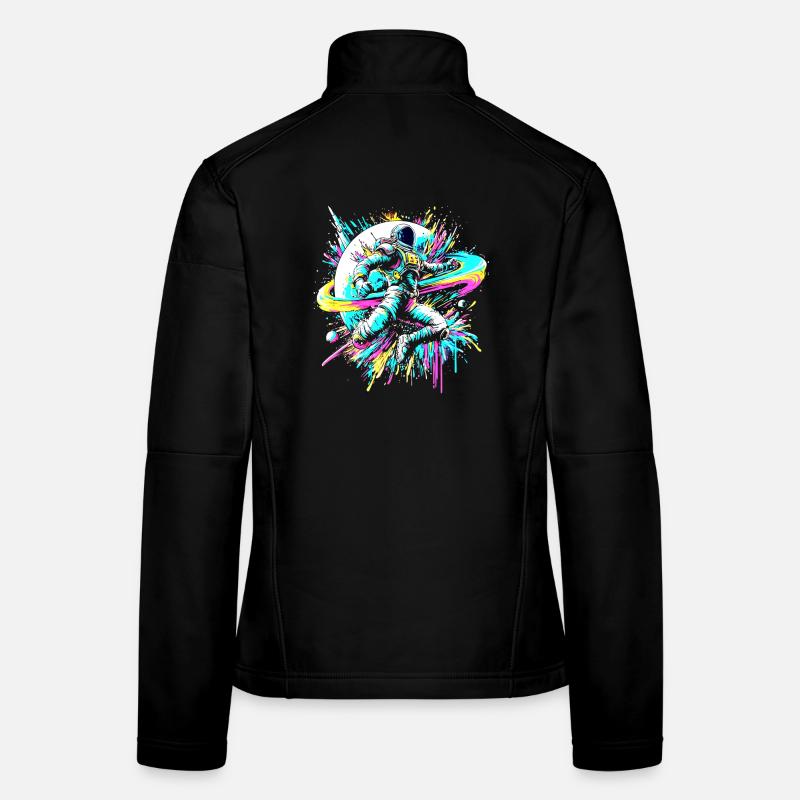 Astronaut bunte Farb Explosion Graffiti Weltraum - Frauen Softshelljacke - Schwarz