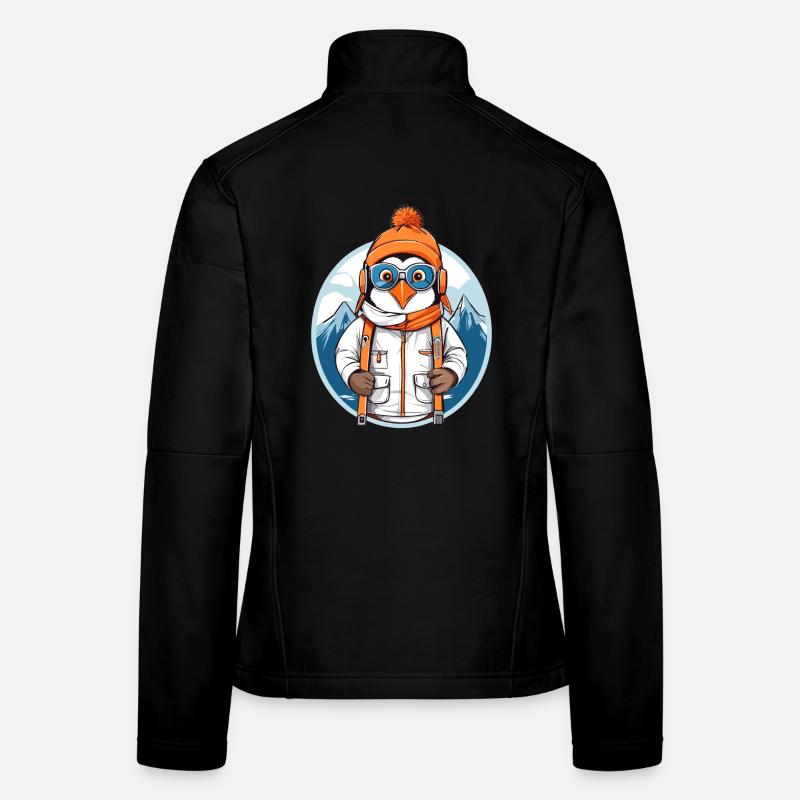 Pingouin mignon avec chapeau de laine Veste en tissu softshell Femme