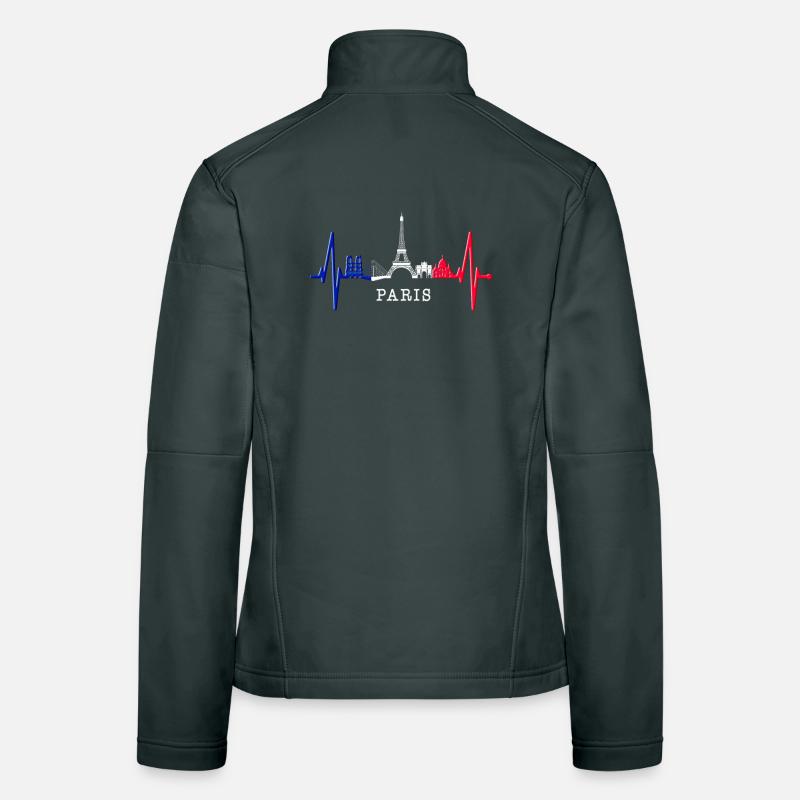 Paris Skyline Herzschlag Eiffelturm Frankreich Frauen Softshelljacke