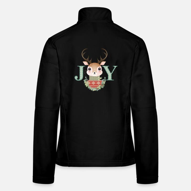 cerf mignon avec pull et couronne de Noël Veste en tissu softshell Femme