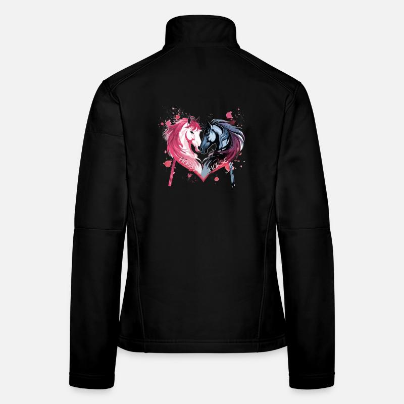 Pferdeköpfe in Herzform - Frauen Softshelljacke - Schwarz