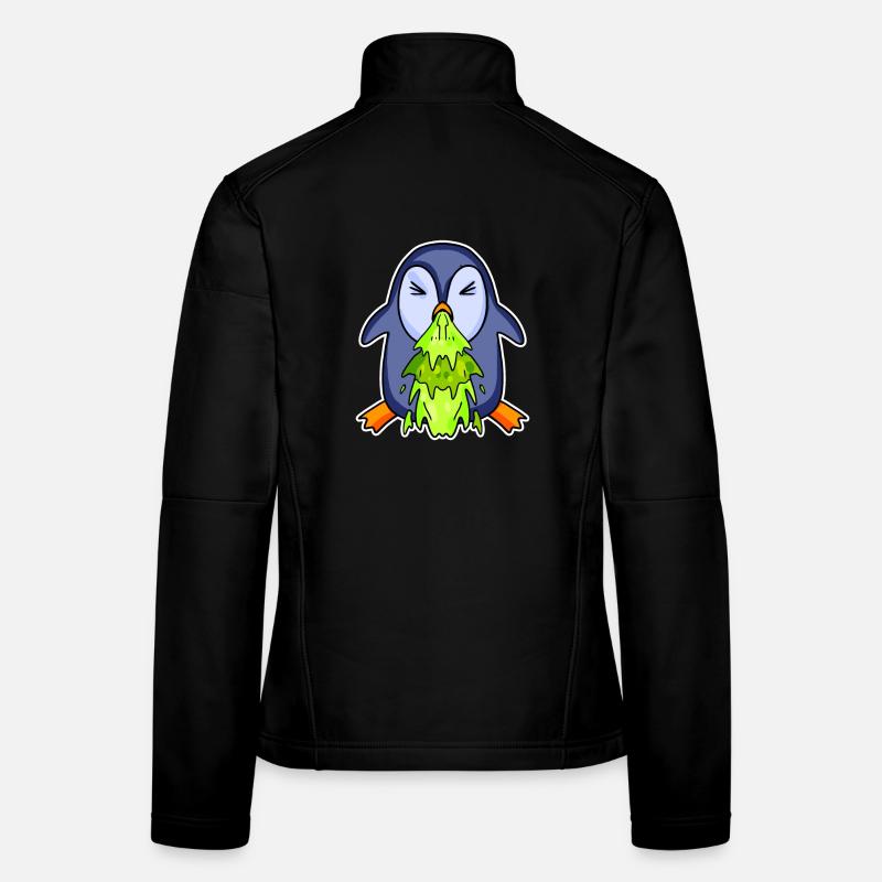 Penguin puking puke Women's Softshell Jacket