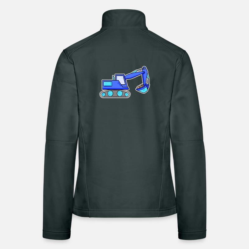 Excavator Construction Site Excavator Driver Blue Women's Softshell Jacket