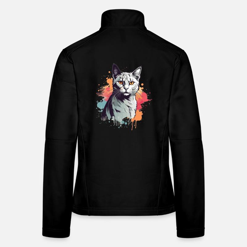 Süße graue Katze Frauen Softshelljacke