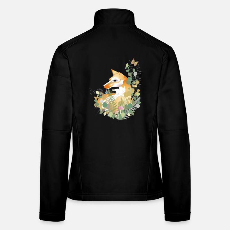 Hand drawn beautiful fox in the meadow Women's Softshell Jacket
