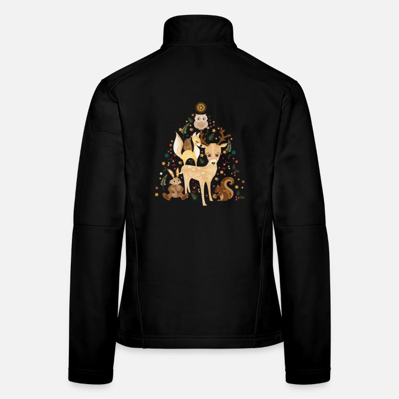 Mignons animaux de la forêt célébrant Noël ensemble Veste en tissu softshell Femme