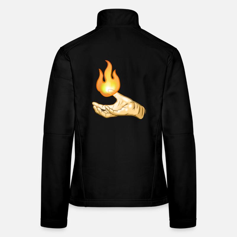 Flamme über der Hand Frauen Softshelljacke