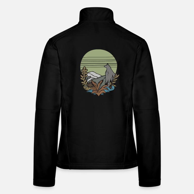 vintage wolf Frauen Softshelljacke