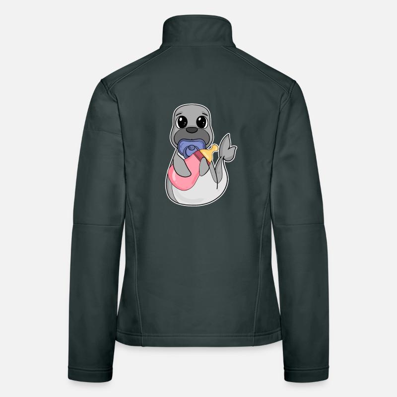 Motif bébé lion de mer Veste en tissu softshell Femme