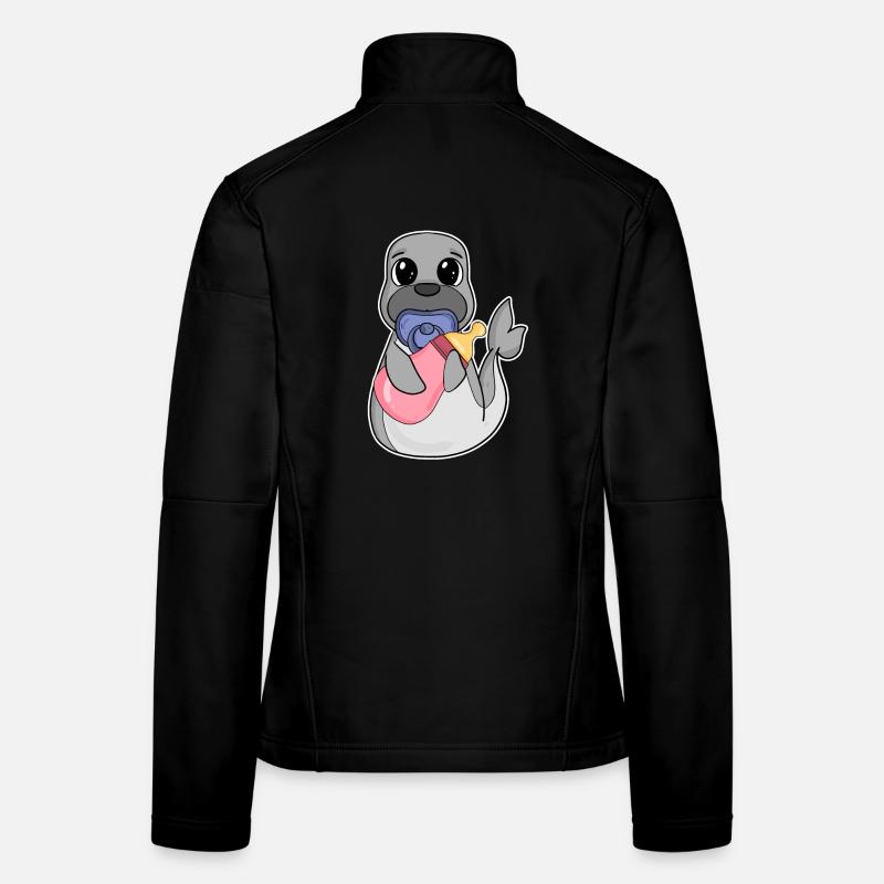 Motif bébé lion de mer Veste en tissu softshell Femme