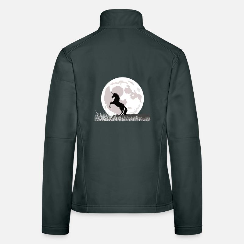 Mondschein-Einhorn über Graslandschaft Frauen Softshelljacke