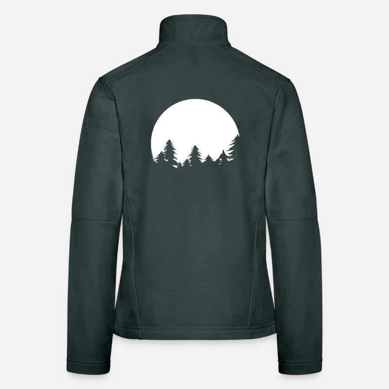 Moon, Forest, Trees, Nature, Shadow, Evening, Tranquility Symbol Women's Softshell Jacket