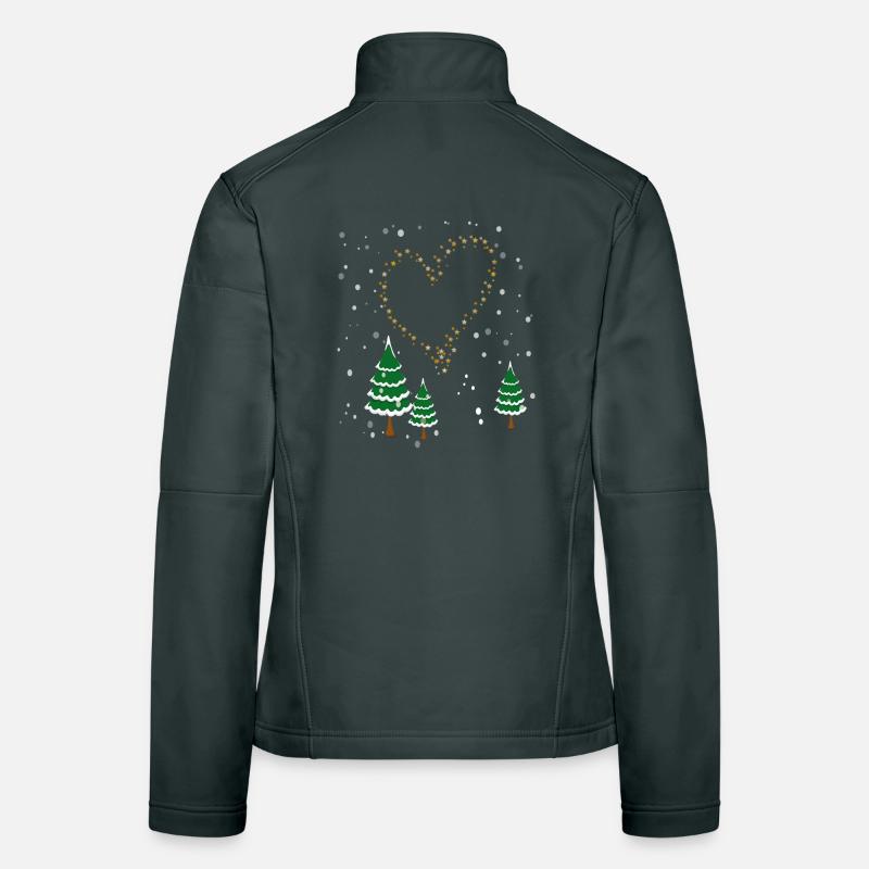 Étoiles de cœur de la forêt d’hiver Veste en tissu softshell Femme