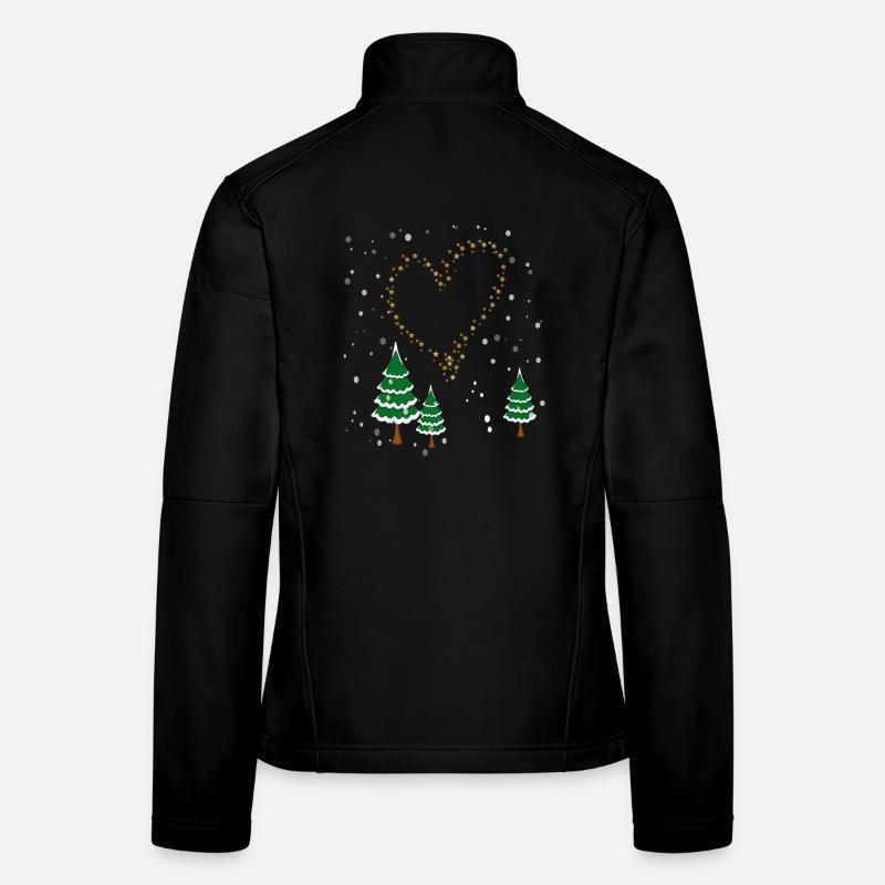 Winter Forest Heart Stars Women's Softshell Jacket