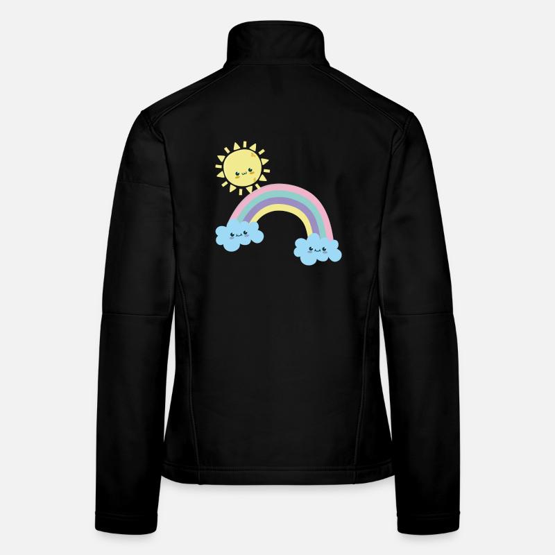 Ensoleillé Arc-en-ciel Paysage Nuageux Mignon Veste en tissu softshell Femme