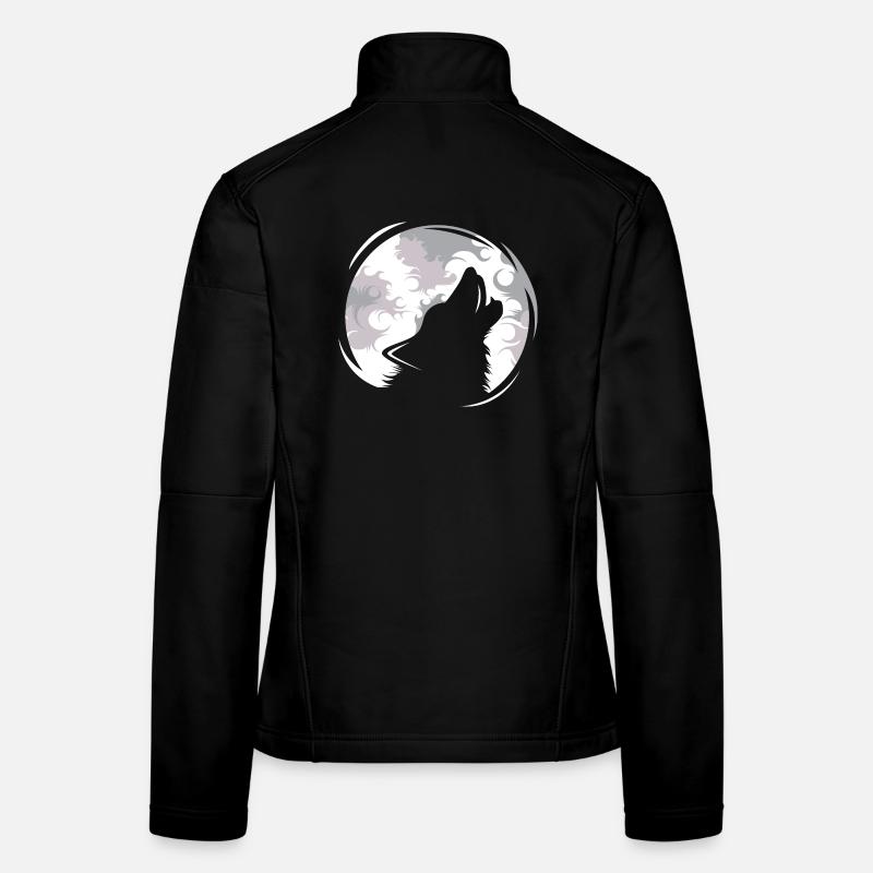 wolf, wolves, howl, moon, evening, dark, animals, nature Women's Softshell Jacket