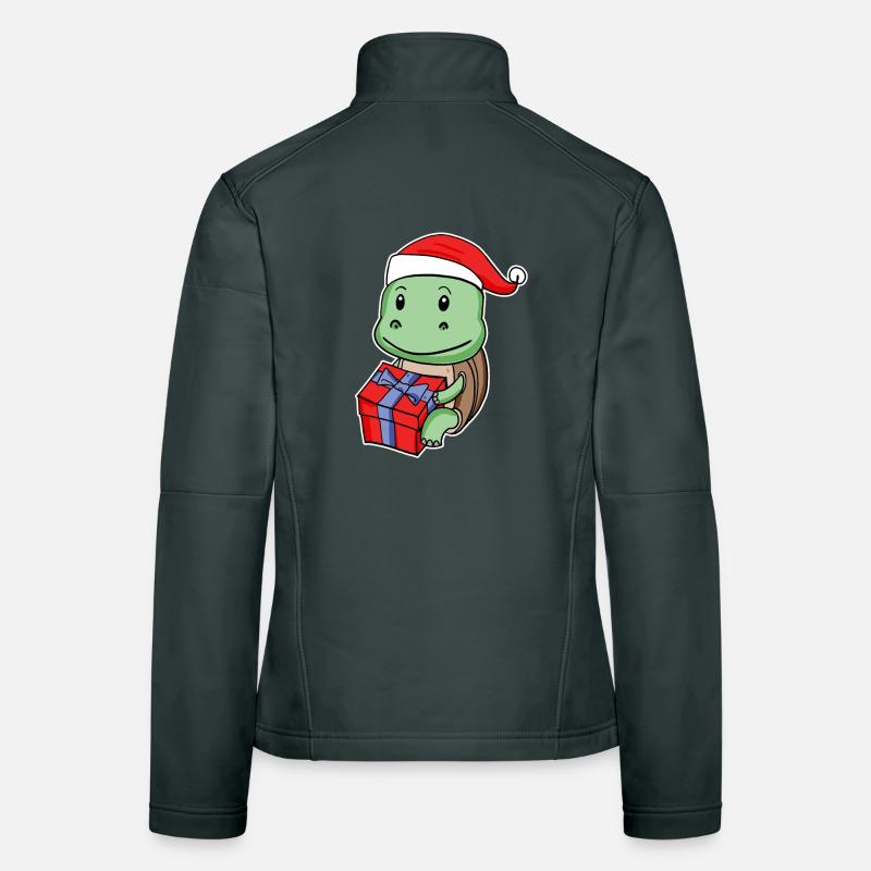 Tortue avec chapeau de Noël Veste en tissu softshell Femme