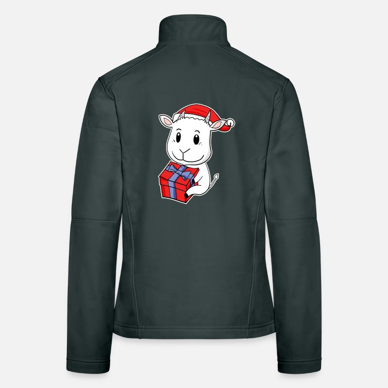 Chèvre avec bonnet de Père Noël - Noël Veste en tissu softshell Femme