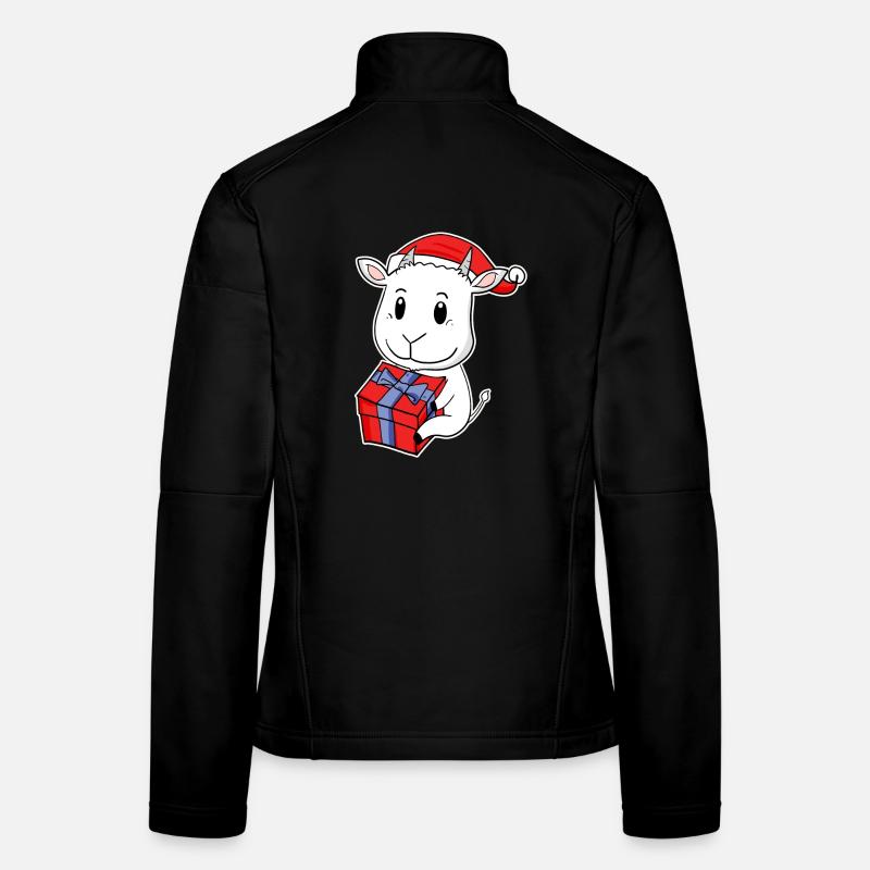 Chèvre avec bonnet de Père Noël - Noël Veste en tissu softshell Femme