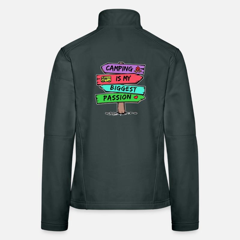 Déclaration de camping Camping-car Coeur Camper Relax Veste en tissu softshell Femme