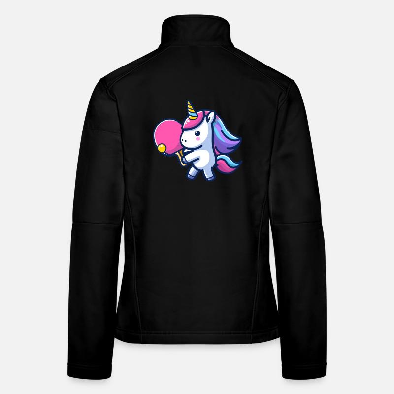 Unicorn Unicorn with Table Tennis Racket for Women's Softshell Jacket