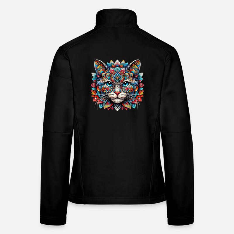 Katze mit Mandalas verziert Frauen Softshelljacke