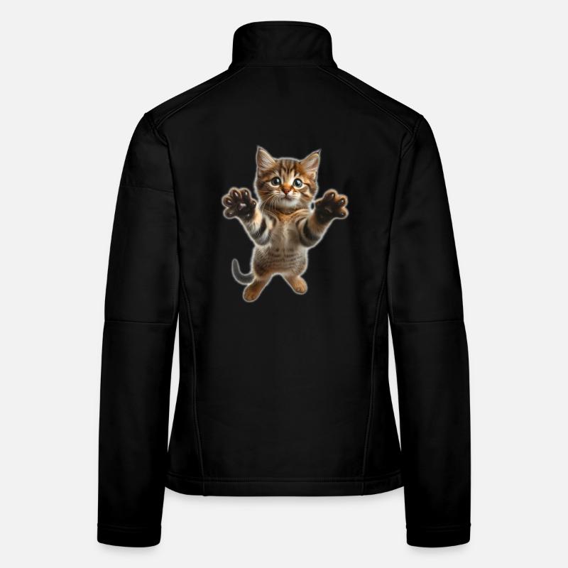 Süße, springende kleine Katze Frauen Softshelljacke