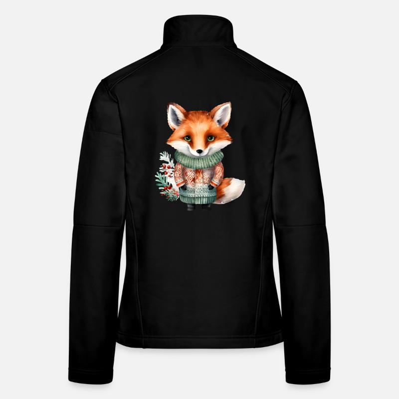 Winter fox in sweater Women's Softshell Jacket