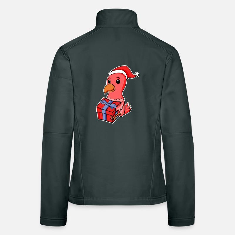 Chicken with Santa hat and Christmas gift Women's Softshell Jacket