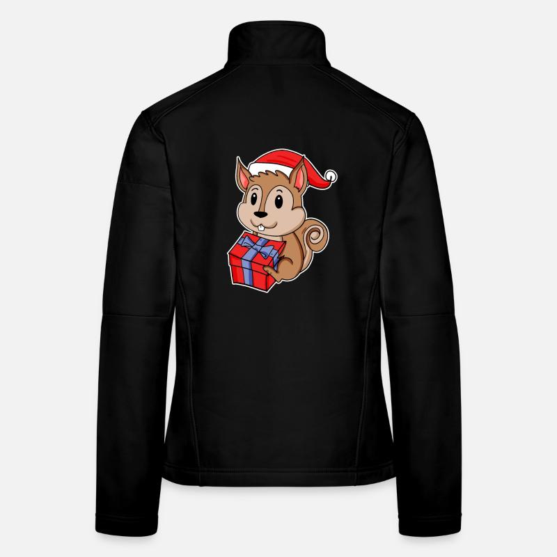 Écureuil avec bonnet de Père Noël Veste en tissu softshell Femme