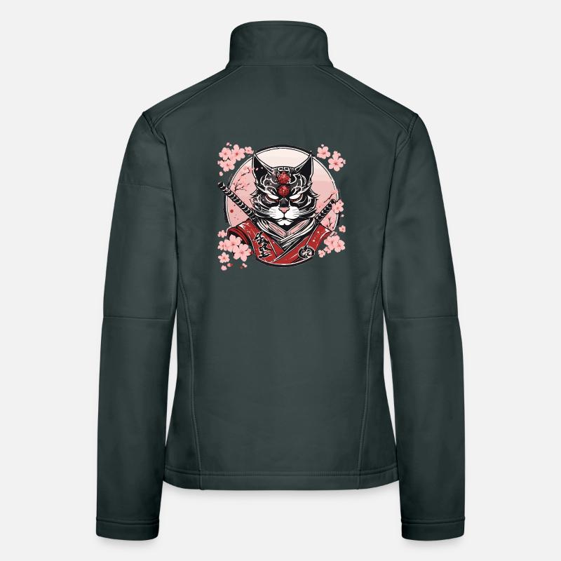 Demonic Kawaii Neko Samurai : cat samurai Women's Softshell Jacket