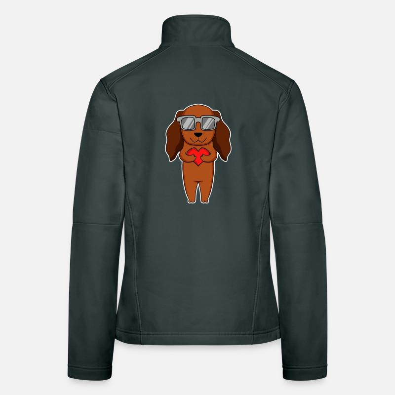 Hund mit Herz und Brille - Dackel Frauen Softshelljacke