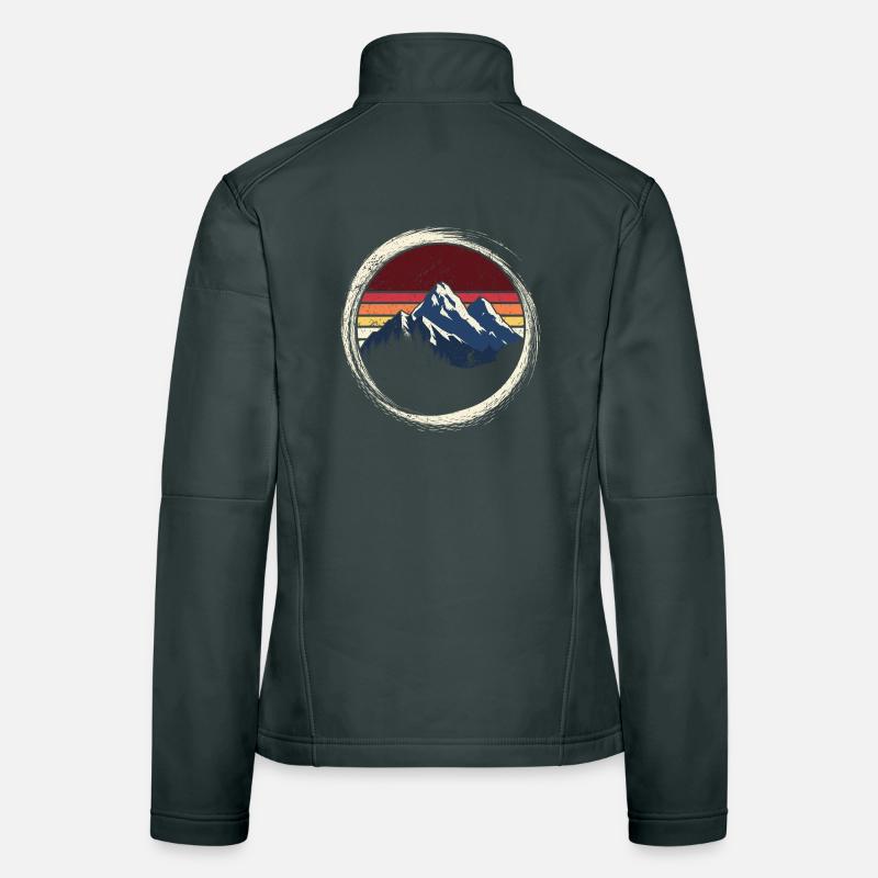Mountain Sunset Retro Circle Women's Softshell Jacket