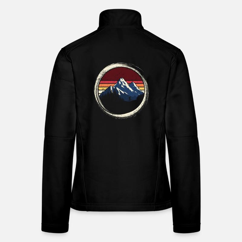 Mountain Sunset Retro Circle Women's Softshell Jacket