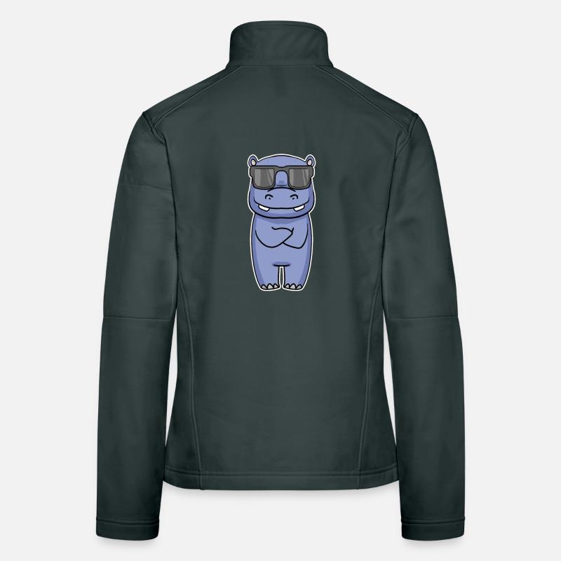 Hippopotame avec des lunettes Veste en tissu softshell Femme