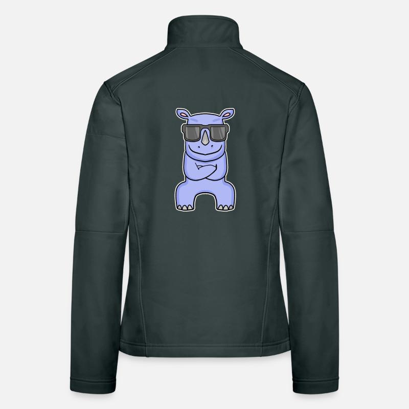 Hippopotame avec des lunettes Veste en tissu softshell Femme