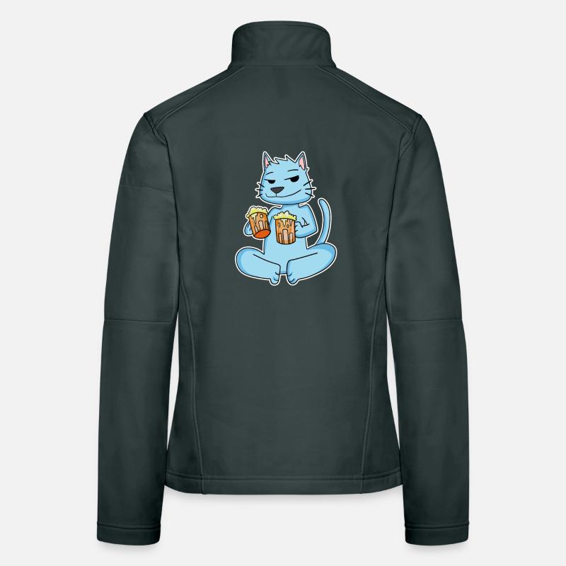 Katze mit Bier Frauen Softshelljacke