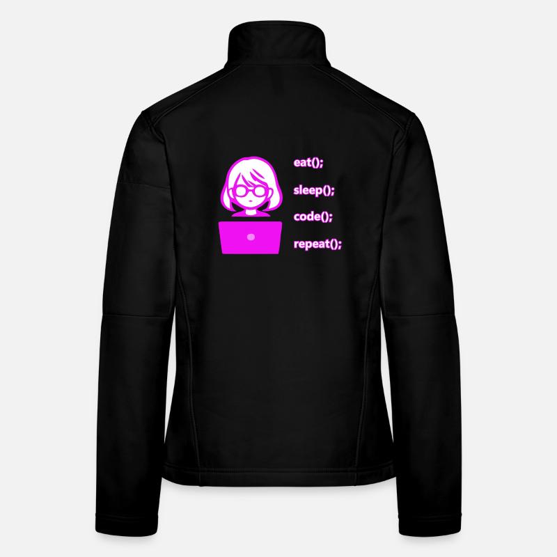 eat sleep code repeat woman computer Women's Softshell Jacket