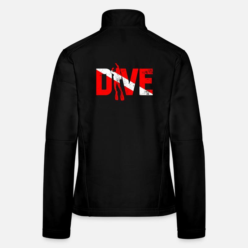 Diving Hero in Red Stripes Women's Softshell Jacket