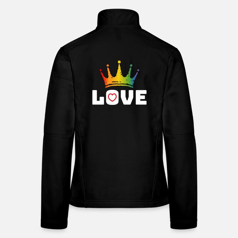 Love Heart red Rainbow crown white lgbt tshirt Frauen Softshelljacke