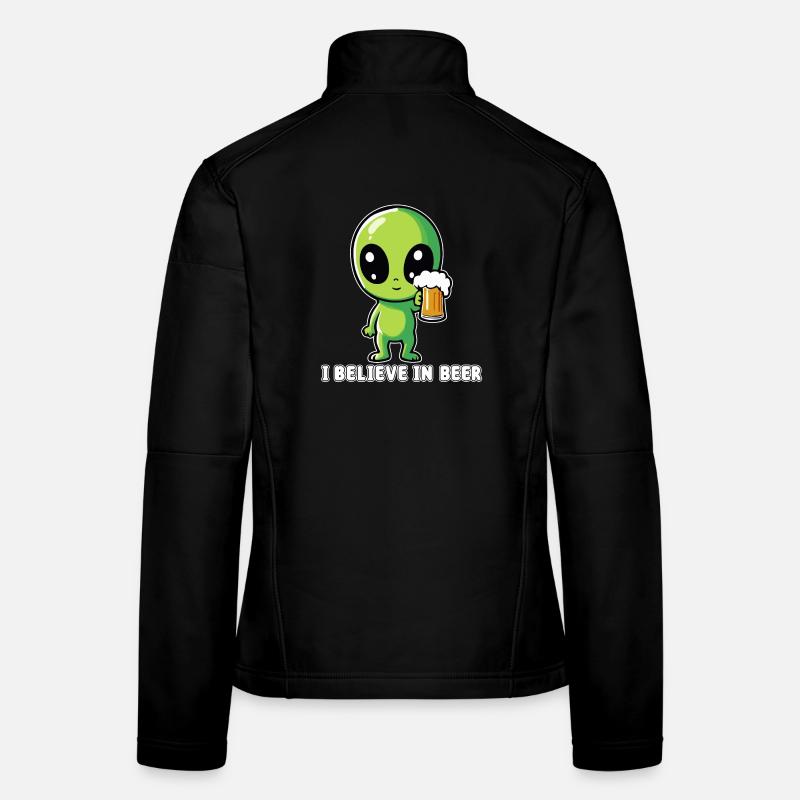 ALIEN mit Bier "I believe in beer" Frauen Softshelljacke