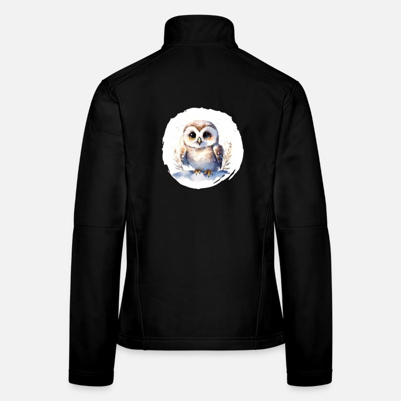 Schnee Eule Aquarell - Frauen Softshelljacke - Schwarz