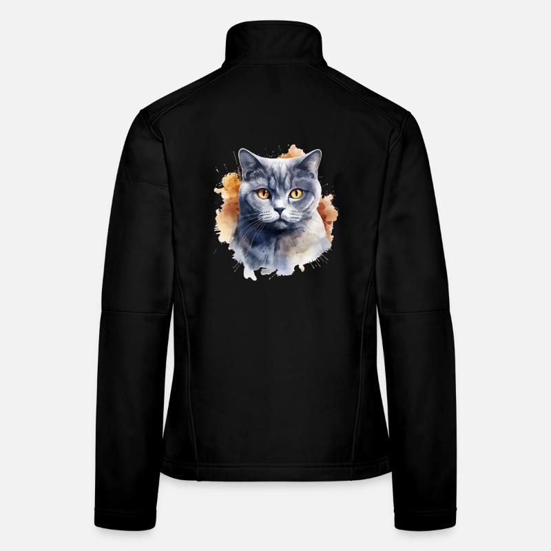 Tête de chat British Shorthair Veste en tissu softshell Femme